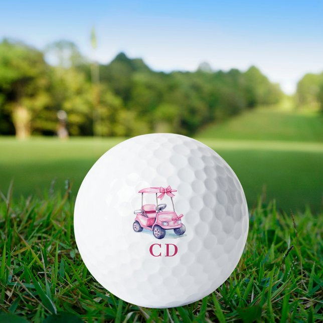 Pink cart monogram golf balls (Creator Uploaded)