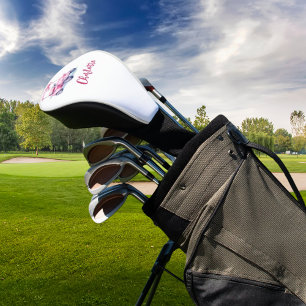 Pink cart monogram script golf head cover