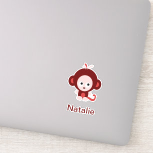 Pink Cartoon Baby Monkey with customizable text