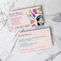 Pink Cartoon Broom Maid House Cleaning Service