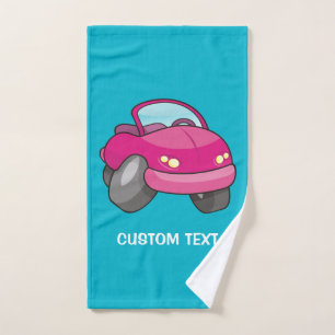 Pink Cartoon Car Bath Towel Set