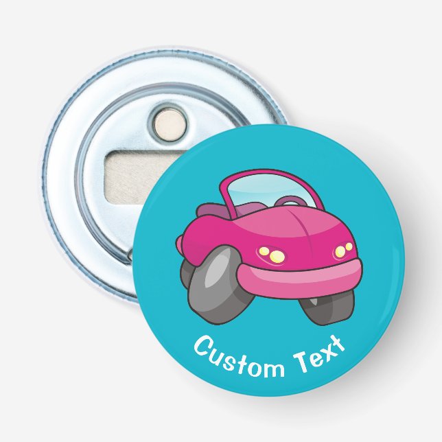 Pink Cartoon Car Bottle Opener (Front)