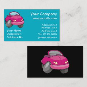 Pink Cartoon Car Business Card