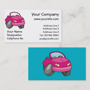 Pink Cartoon Car Business Card