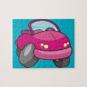 Pink Cartoon Car Jigsaw Puzzle