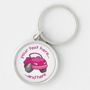 Pink Cartoon Car Keychain