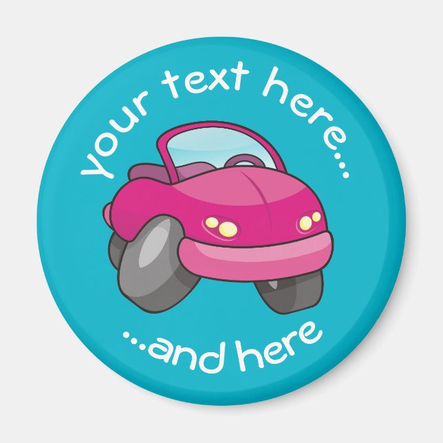 Pink Cartoon Car Magnet (Front)