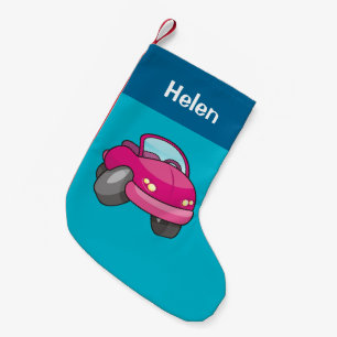 Pink Cartoon Car Small Christmas Stocking