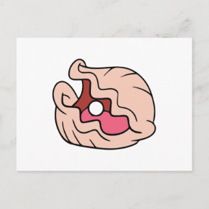 Pink Cartoon Clam with a Pearl in It Postcard