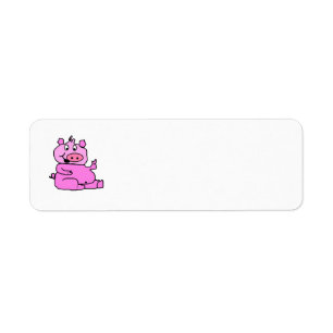 Pink Cartoon Pig Return Address Label
