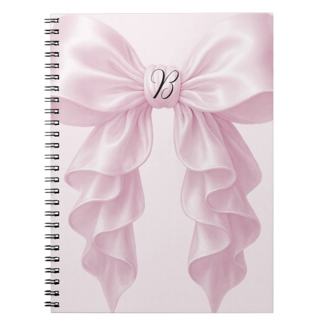 Pink Cascade Ruffle Bow Elegant Posh Girly Notebook (Front)