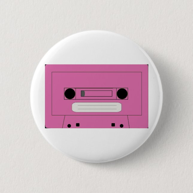 Pink casette badge 2 inch round button (Front)