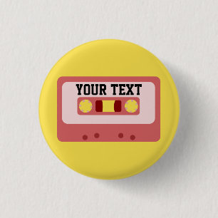 Pink Cassette 1 Inch Round Button