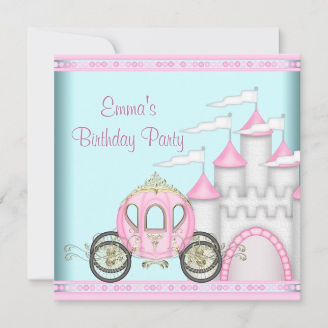 Pink Castle Girls Princess Birthday Invitation (Front)