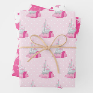 Pink Castle Pattern  Wrapping Paper Sheet