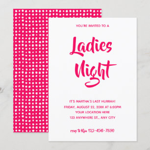 Pink Casual Script Ladies Night Bridal Shower Invitation