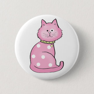 pink cat 2 inch round button
