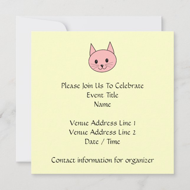 Pink Cat Invitation (Front)
