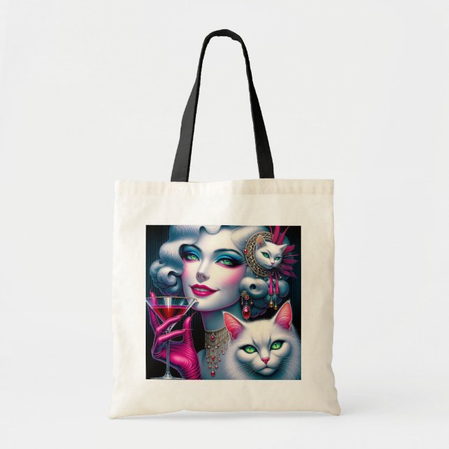 Pink Cat Lady Tote Bag (Front)