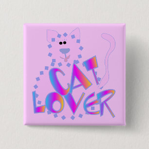 Pink Cat Lover Tshirts and Gifts 2 Inch Square Button