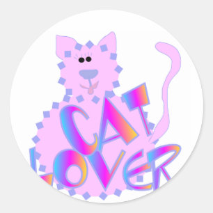Pink Cat Lover Tshirts and Gifts Classic Round Sticker