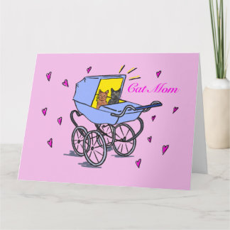 Pink Cat Maman Carte de voeux pliée