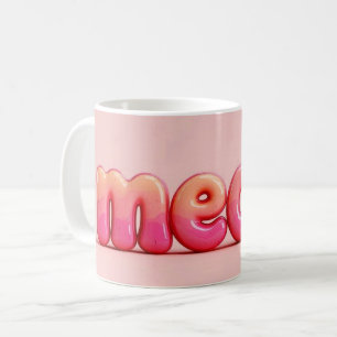 Pink Cat Meow Mug. Coffee Mug
