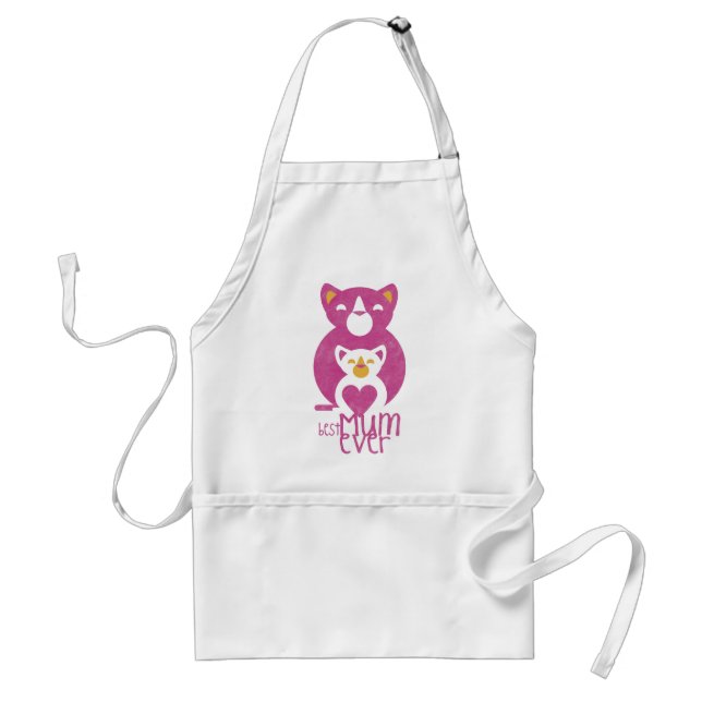 Pink cat mom standard apron (Front)
