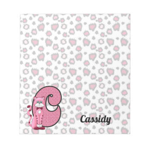 Pink Cat Monogrammed "C" Notepad