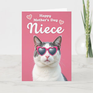 Pink Cat Mothers Day Niece Card