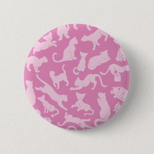 Pink Cat Pattern 2 Inch Round Button