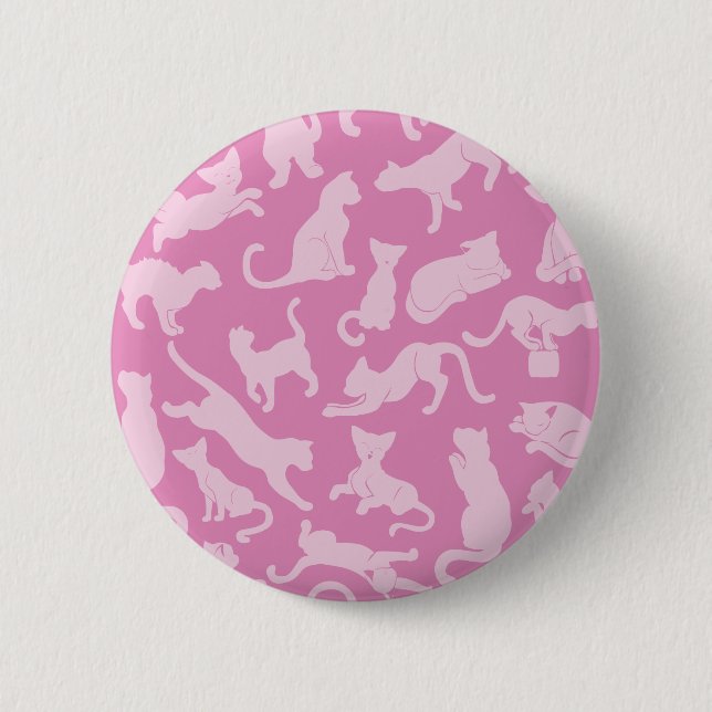 Pink Cat Pattern 2 Inch Round Button (Front)