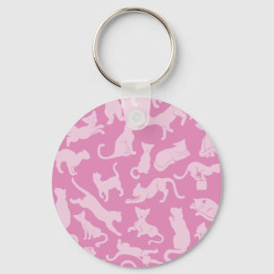 Pink Cat Pattern Keychain