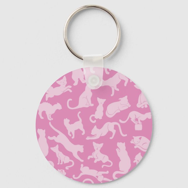 Pink Cat Pattern Keychain (Front)