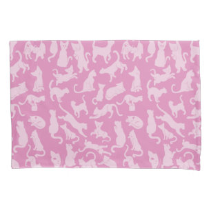 Pink Cat Pattern Pillowcase