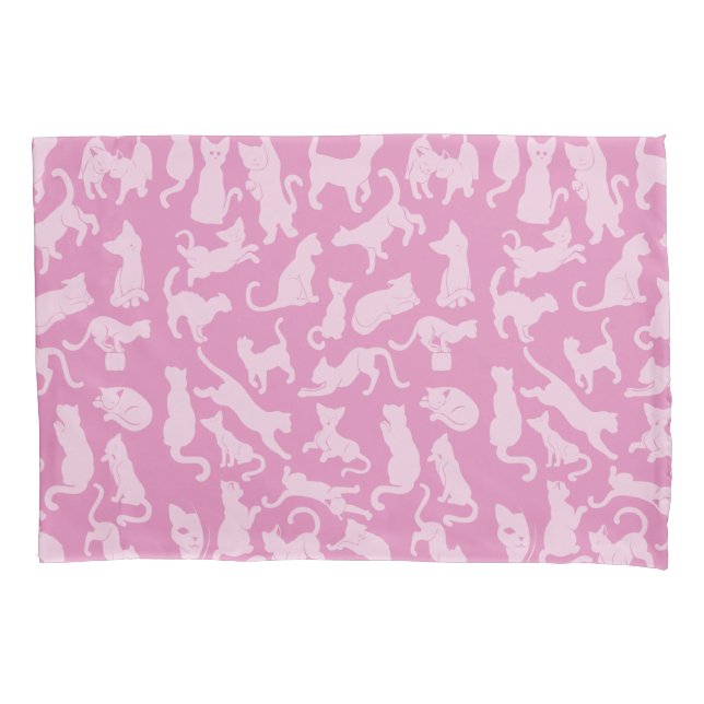 Pink Cat Pattern Pillowcase (Front)