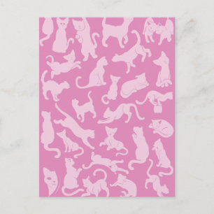 Pink Cat Pattern Postcard