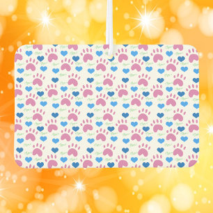 Pink Cat Paw Prints and Blue Hearts Pattern  Air Freshener