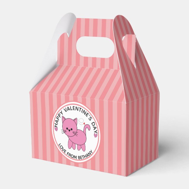 Pink Cat Valentine Favor Box (Back Side)