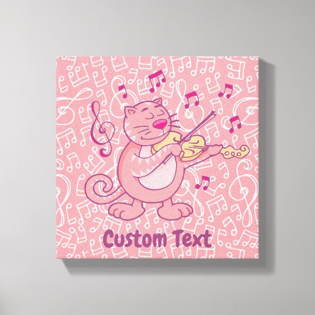 Pink Cat with Violin Canvas Print (Front)