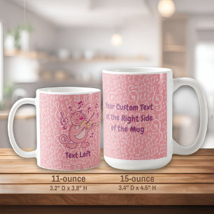 Pink Cat with Violin Coffee Mug