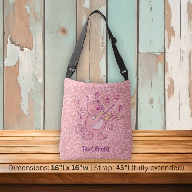 Pink Cat with Violin Crossbody Bag (Creator Uploaded)