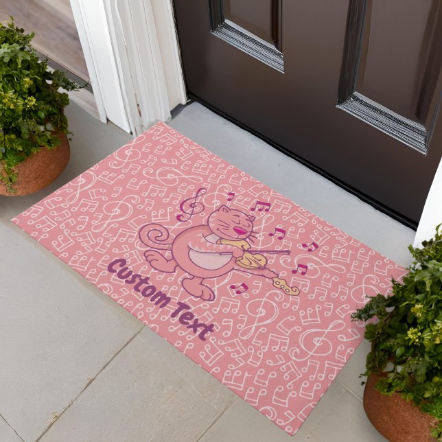 Pink Cat with Violin Doormat (Creator Uploaded)