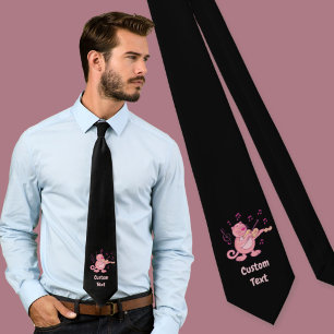 Pink Cat with Violin Neck Tie