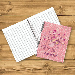 Pink Cat with Violin Notebook