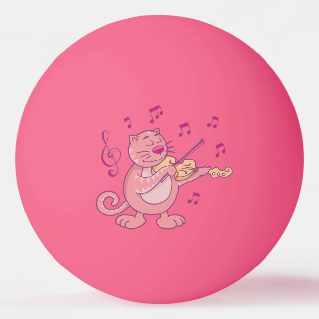 Pink Cat with Violin Ping-Pong Ball (Front)