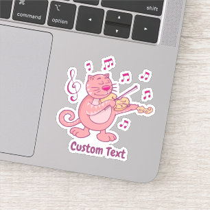 Pink Cat with Violin Sticker
