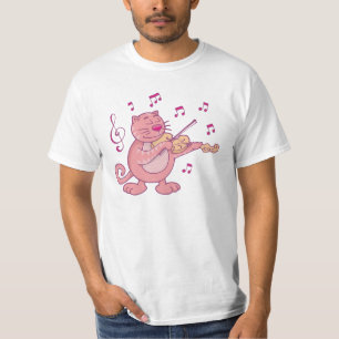 Pink Cat with Violin T-Shirt