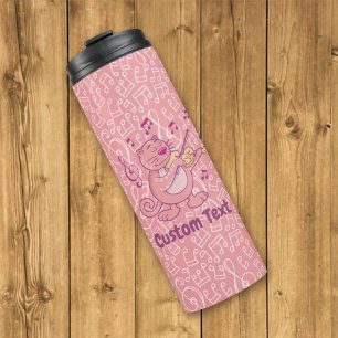 Pink Cat with Violin Thermal Tumbler