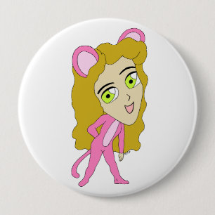 pink catgirl  4 inch round button
